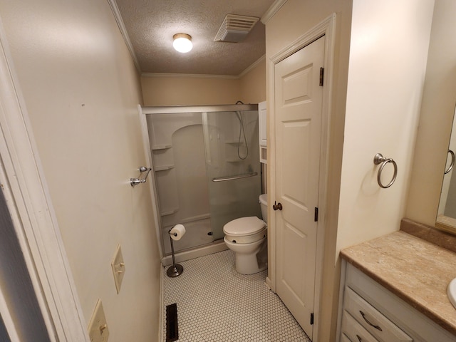 450 Williamsburg Ln Unit A, Lancaster, OH 43130 - full bath with a shower stall, vanity, a textured ceiling, and crown molding
