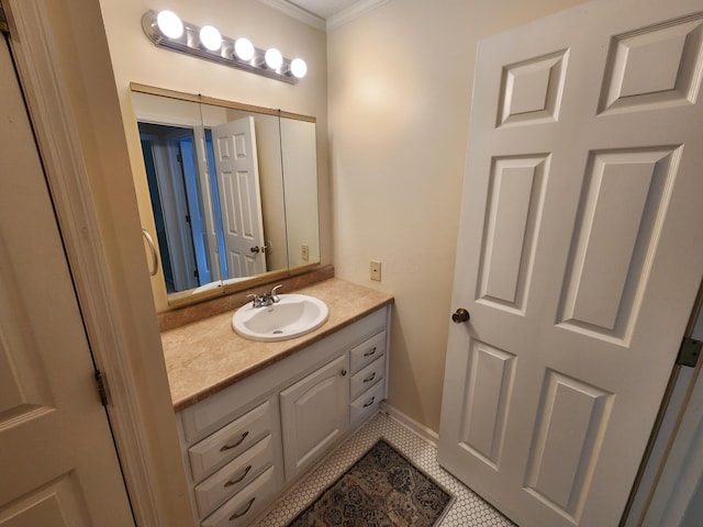 450 Williamsburg Ln Unit A, Lancaster, OH 43130 - bathroom featuring vanity, tile patterned flooring, and ornamental molding