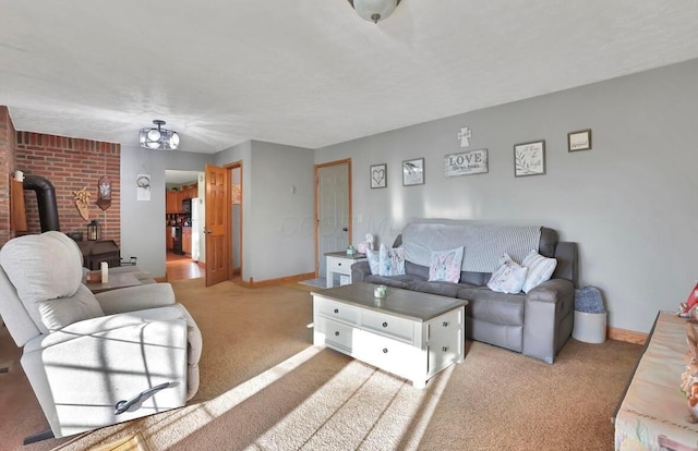 12232 Cleo Rd, Orient, OH 43146 - living area with a wood stove and light carpet