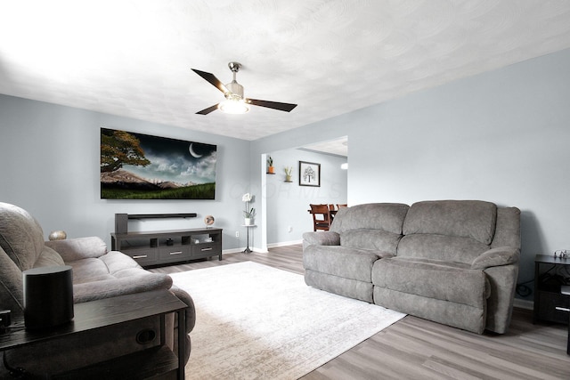 6146 Catawba Dr, Grove City, OH 43123 - living area featuring wood finished floors and ceiling fan
