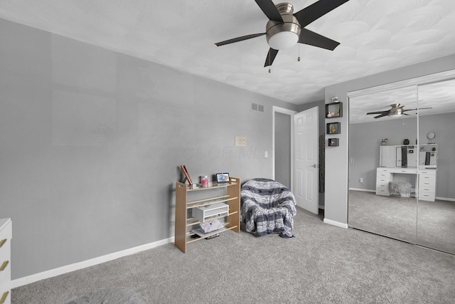 6146 Catawba Dr, Grove City, OH 43123 - sitting room with a ceiling fan, carpet, and a desk