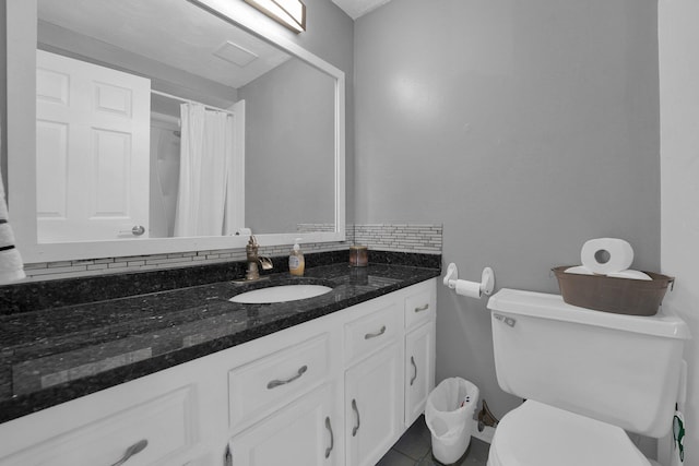 6146 Catawba Dr, Grove City, OH 43123 - bathroom featuring vanity, tile patterned floors, and a shower with shower curtain