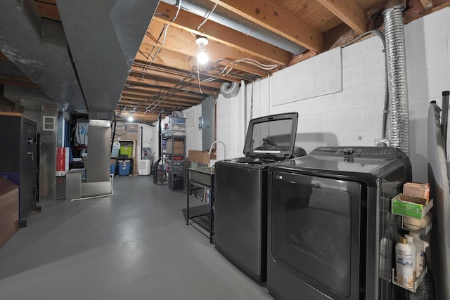 6146 Catawba Dr, Grove City, OH 43123 - unfinished below grade area with separate washer and dryer, concrete block wall, and electric water heater
