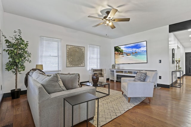 10123 Loop Rd, Millersport, OH 43046 - living room featuring a ceiling fan and wood finished floors