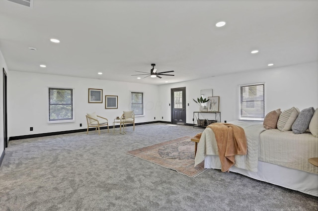 10123 Loop Rd, Millersport, OH 43046 - bedroom featuring carpet, recessed lighting, and ceiling fan