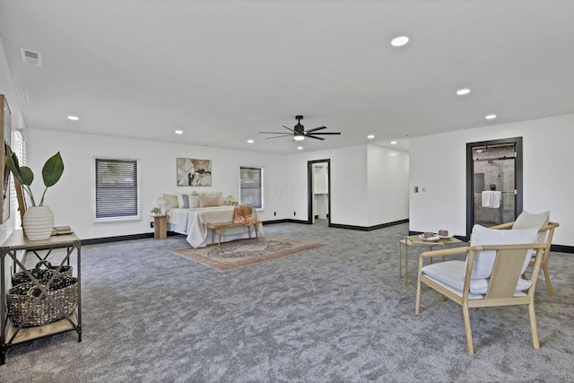 10123 Loop Rd, Millersport, OH 43046 - living room with recessed lighting, carpet, and ceiling fan