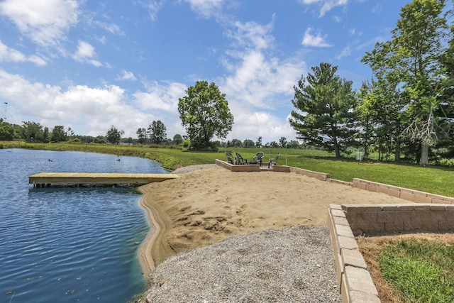 10123 Loop Rd, Millersport, OH 43046 - view of home's community with a water view, a yard, and a floating dock