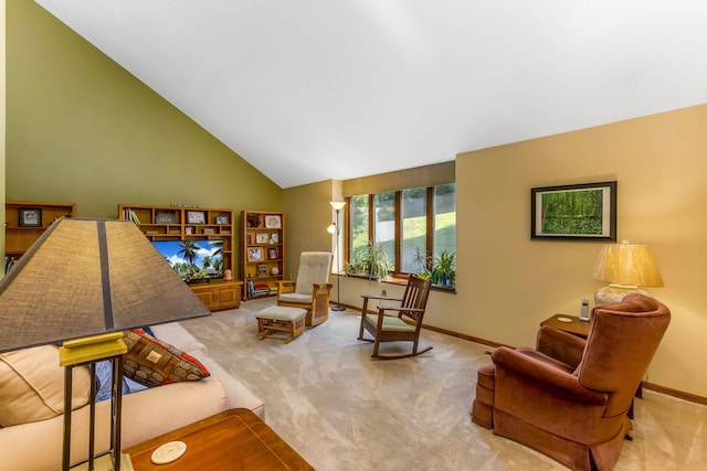 976 Hillside Dr, Newark, OH 43055 - living area featuring carpet and high vaulted ceiling
