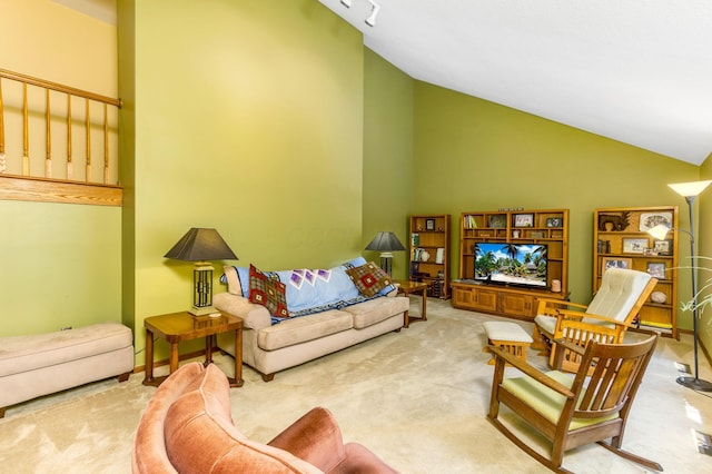 976 Hillside Dr, Newark, OH 43055 - carpeted living area featuring lofted ceiling