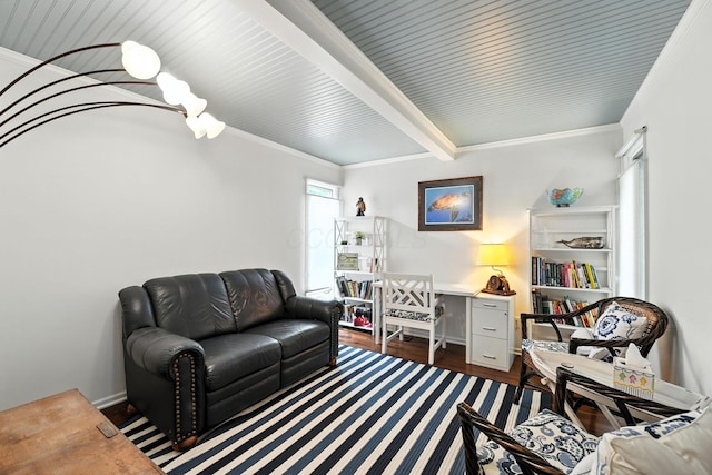 371 Ashworth Ct, Dublin, OH 43017 - living area featuring wood finished floors and beam ceiling