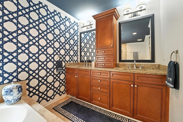 371 Ashworth Ct, Dublin, OH 43017 - bathroom featuring double vanity and a bath