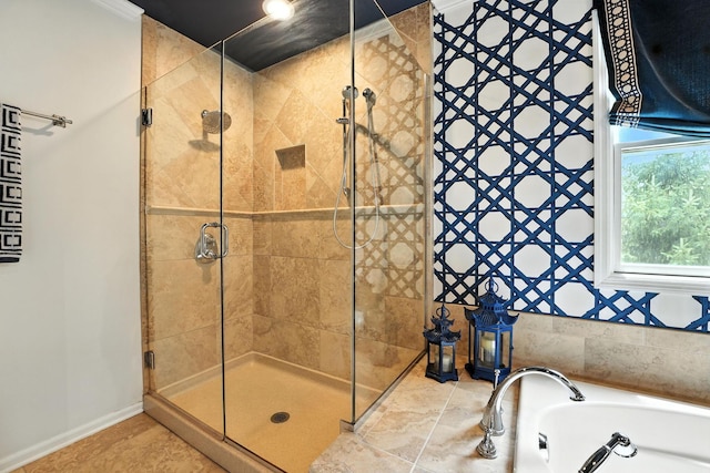 371 Ashworth Ct, Dublin, OH 43017 - full bathroom featuring a shower stall and a garden tub