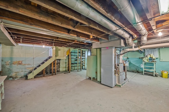 126 Dix Ave, Marion, OH 43302 - unfinished basement featuring stairway and heating unit