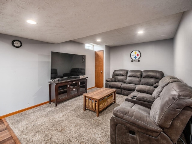 238 Key Blvd, Pataskala, OH 43062 - living room featuring recessed lighting, a textured ceiling, and carpet