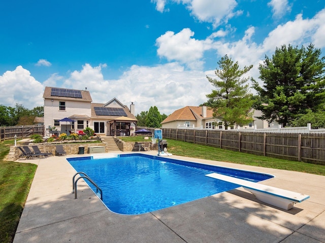 238 Key Blvd, Pataskala, OH 43062 - view of swimming pool featuring a patio, a fenced backyard, and a diving board