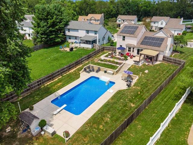 238 Key Blvd, Pataskala, OH 43062 - view of pool with a gazebo, a diving board, outdoor dining area, a patio, and a fenced backyard