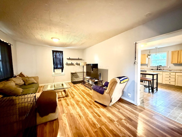 205 Sherman Ave, Lancaster, OH 43130 - living area with light wood-style flooring and a textured ceiling