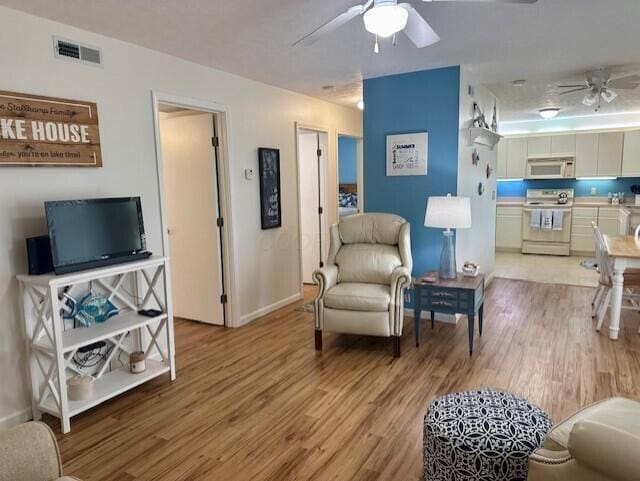 241 Chase Ave Unit B1L, Russells Point, OH 43348 - living area with a ceiling fan and light wood finished floors