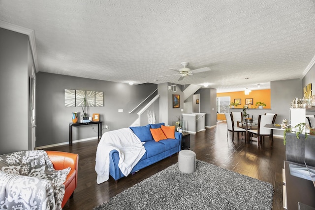 5466 Bull Creek Dr Unit 101, Dublin, OH 43016 - living area featuring wood finished floors, a ceiling fan, and a textured ceiling