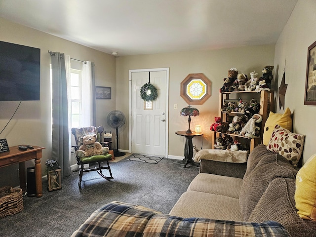 112 N George St, Lancaster, OH 43130 - living room featuring carpet floors and baseboards