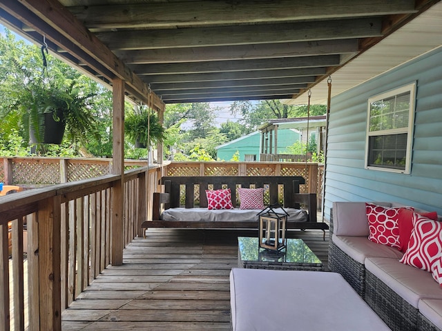 112 N George St, Lancaster, OH 43130 - wooden terrace featuring outdoor lounge area