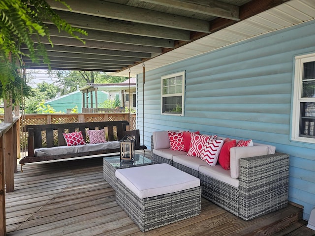 112 N George St, Lancaster, OH 43130 - wooden terrace featuring an outdoor living space