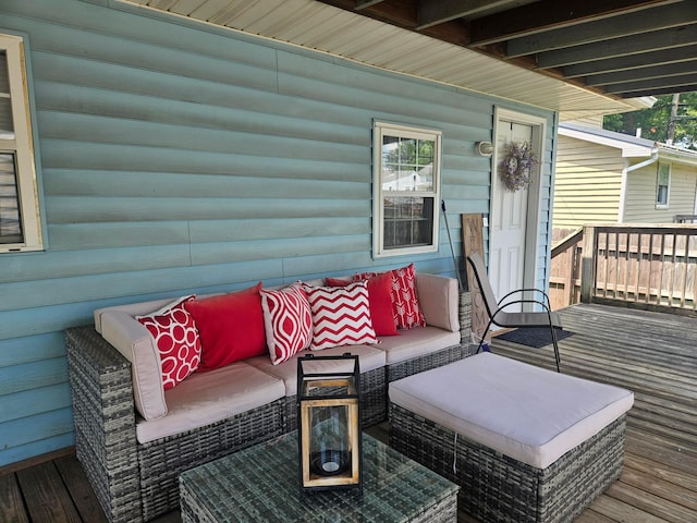 112 N George St, Lancaster, OH 43130 - wooden deck with outdoor lounge area
