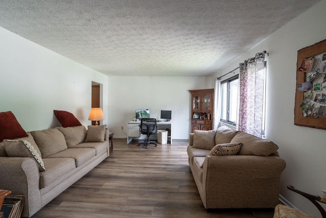 3709 Juniper St, Grove City, OH 43123 - living area featuring a desk, wood finished floors, and a textured ceiling