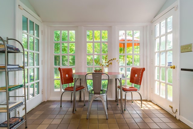 1010 Vernon Rd, Columbus, OH 43209 - sunroom / solarium featuring french doors, vaulted ceiling, and healthy amount of natural light