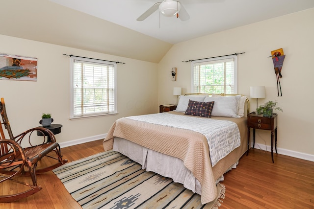 1010 Vernon Rd, Columbus, OH 43209 - bedroom featuring wood finished floors, vaulted ceiling, and a ceiling fan