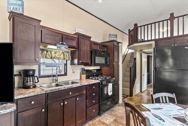 10950 Cherokee Dr Unit 59, Lakeview, OH 43331 - kitchen with black appliances and dark brown cabinets