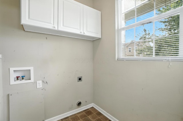 5804 Trail Creek Dr, Dublin, OH 43016 - washroom with electric dryer hookup, cabinet space, and washer hookup