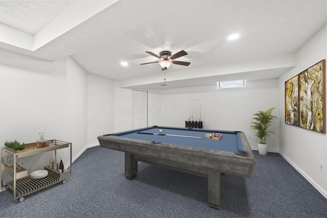 1280 Gemstone Sq W, Westerville, OH 43081 - recreation room featuring carpet, billiards, ceiling fan, and recessed lighting