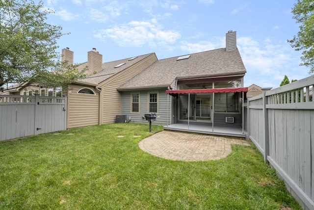 1280 Gemstone Sq W, Westerville, OH 43081 - back of house featuring a chimney, a patio, a fenced backyard, and a gate