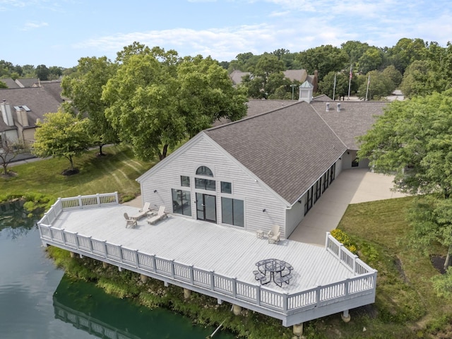 1280 Gemstone Sq W, Westerville, OH 43081 - back of property with a deck with water view and roof with shingles