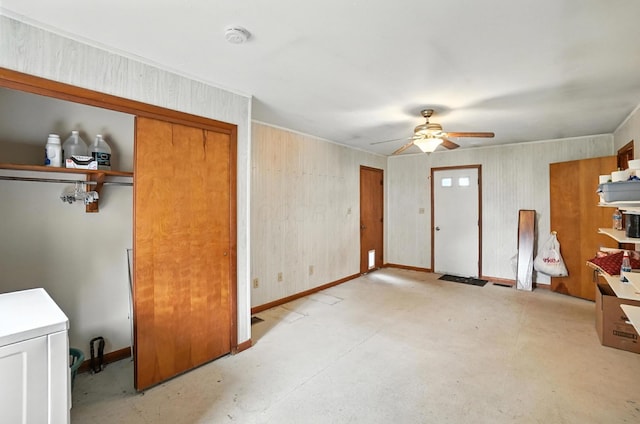 24 W High St, Jeffersonville, OH 43128 - entrance foyer with a ceiling fan, concrete floors, and washer / dryer