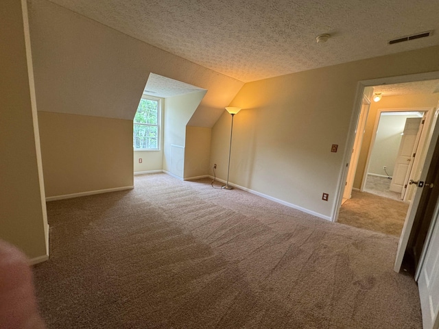 6282 Mcnaughten Place Ln Unit 39, Columbus, OH 43213 - additional living space featuring a textured ceiling, carpet floors, and lofted ceiling