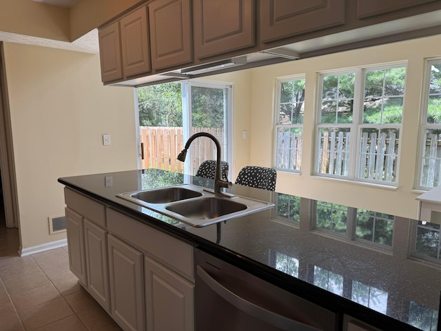 6282 Mcnaughten Place Ln Unit 39, Columbus, OH 43213 - kitchen featuring dishwasher, tile patterned flooring, and dark countertops