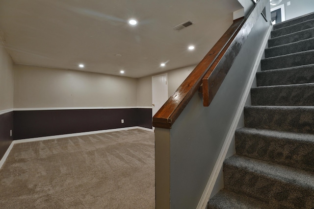7617 Whitneyway Dr Unit 120, Columbus, OH 43085 - staircase featuring carpet flooring and recessed lighting