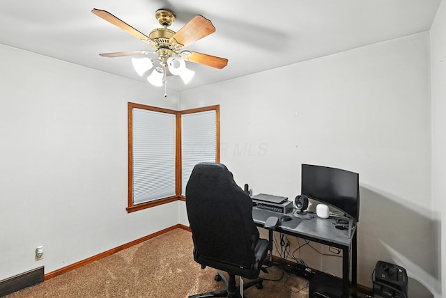 305 N Boston St, Galion, OH 44833 - carpeted office featuring ceiling fan and baseboards