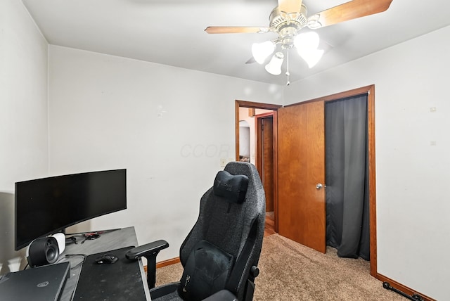 305 N Boston St, Galion, OH 44833 - carpeted office space featuring baseboards and ceiling fan