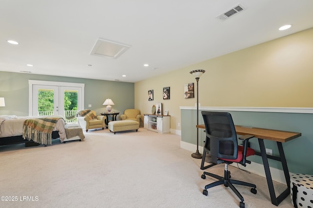 27 Normandy Ave, Bluffton, SC 29910 - carpeted office space with french doors, recessed lighting, attic access, and baseboards