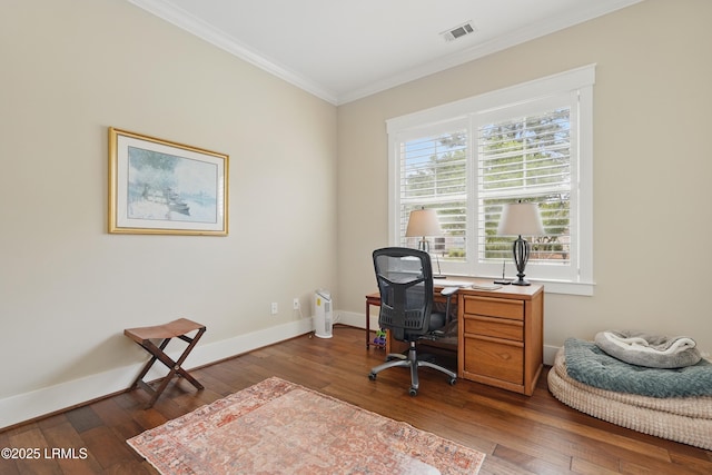 27 Normandy Ave, Bluffton, SC 29910 - office space featuring ornamental molding, hardwood / wood-style flooring, and baseboards