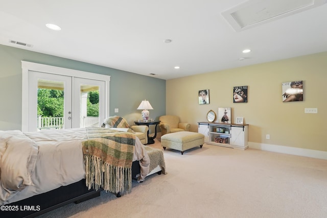 27 Normandy Ave, Bluffton, SC 29910 - carpeted bedroom featuring french doors, access to outside, recessed lighting, attic access, and baseboards