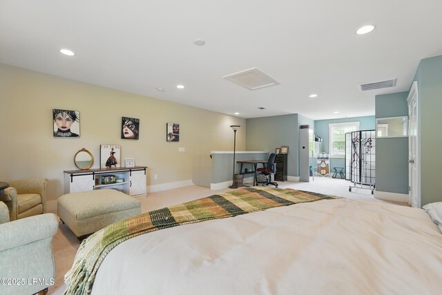 27 Normandy Ave, Bluffton, SC 29910 - bedroom with attic access, carpet flooring, recessed lighting, and baseboards
