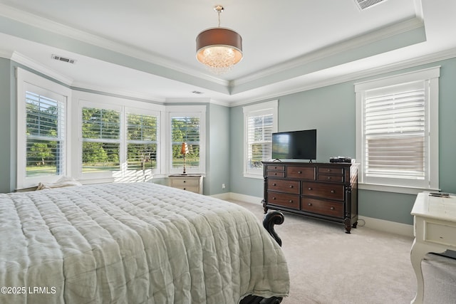 27 Normandy Ave, Bluffton, SC 29910 - bedroom featuring crown molding, a tray ceiling, light colored carpet, and baseboards