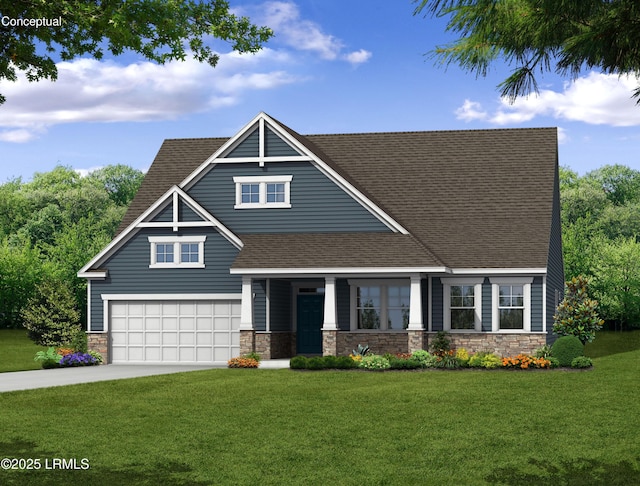 3 Alumni Rd, Beaufort, SC 29907 - view of front of property with roof with shingles, a front lawn, driveway, and stone siding