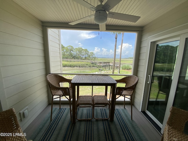 171 Beach Club Villa Dr Unit 171, Fripp Island, SC 29920 - sunroom featuring ceiling fan