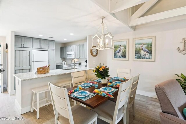 45 Queens Folly Rd Unit 794, Hilton Head Island, SC 29928 - dining area featuring light wood-style flooring, a chandelier, and recessed lighting
