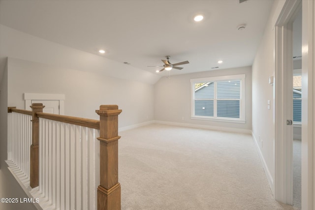 29 Fairfield Rd, Beaufort, SC 29907 - carpeted spare room with ceiling fan and vaulted ceiling